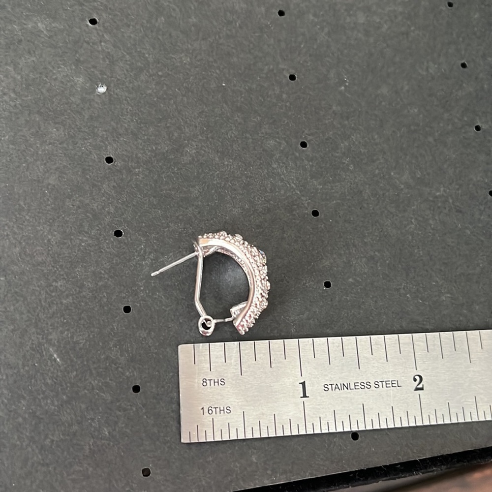 Silver Rhinestone Hoop Earrings - Picture 5 of 5